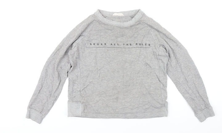 Mango Womens Grey Polyester Pullover Sweatshirt Size S