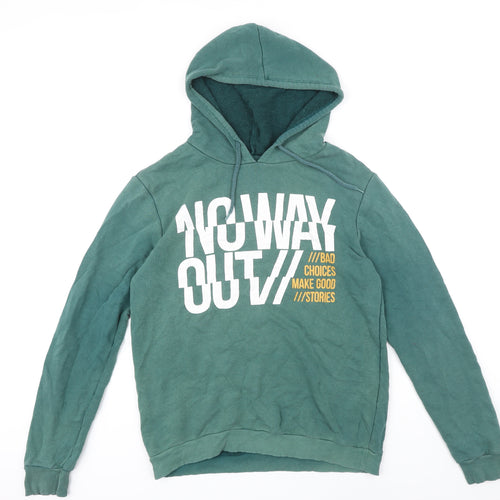 Koton Mens Green Cotton Pullover Hoodie Size S