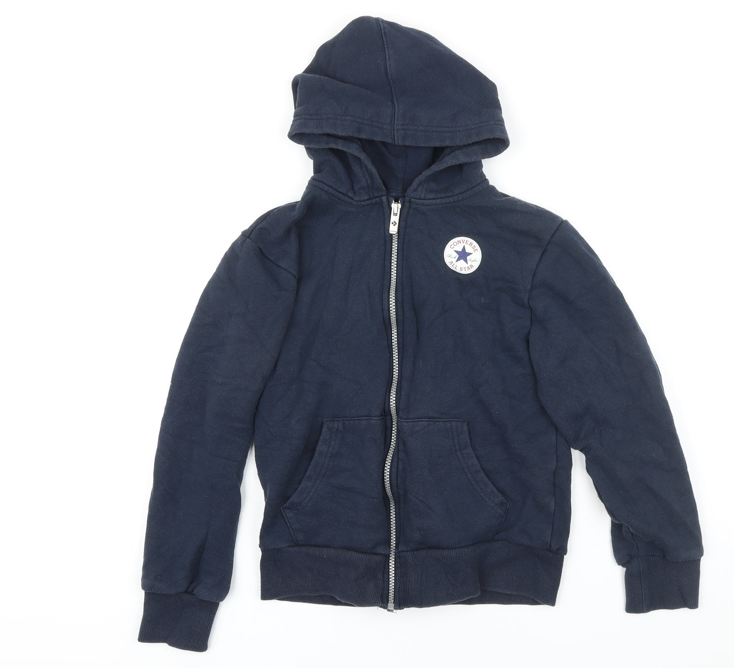 Converse Boys Blue Cotton Full Zip Hoodie Size M Zip