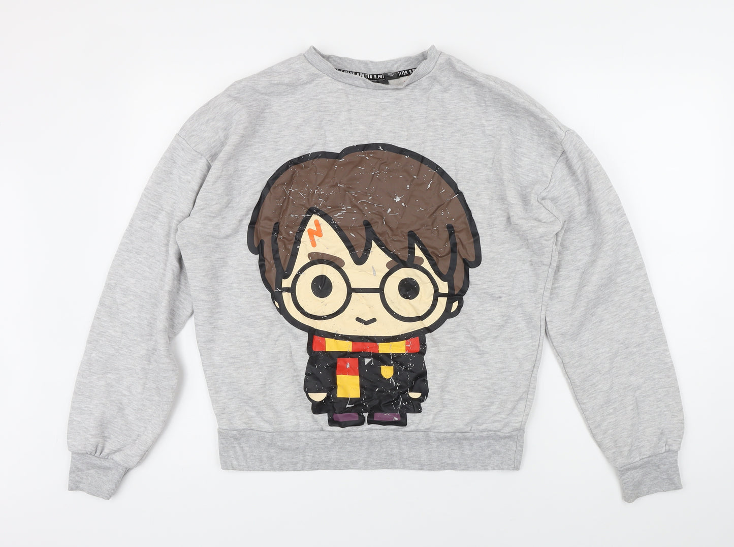 Harry Potter Womens Grey Houndstooth Cotton Pullover Sweatshirt Size S - Harry Potter