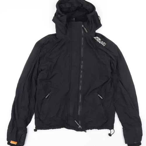 Super Dry Mens Black Jacket Coat Size L Zip