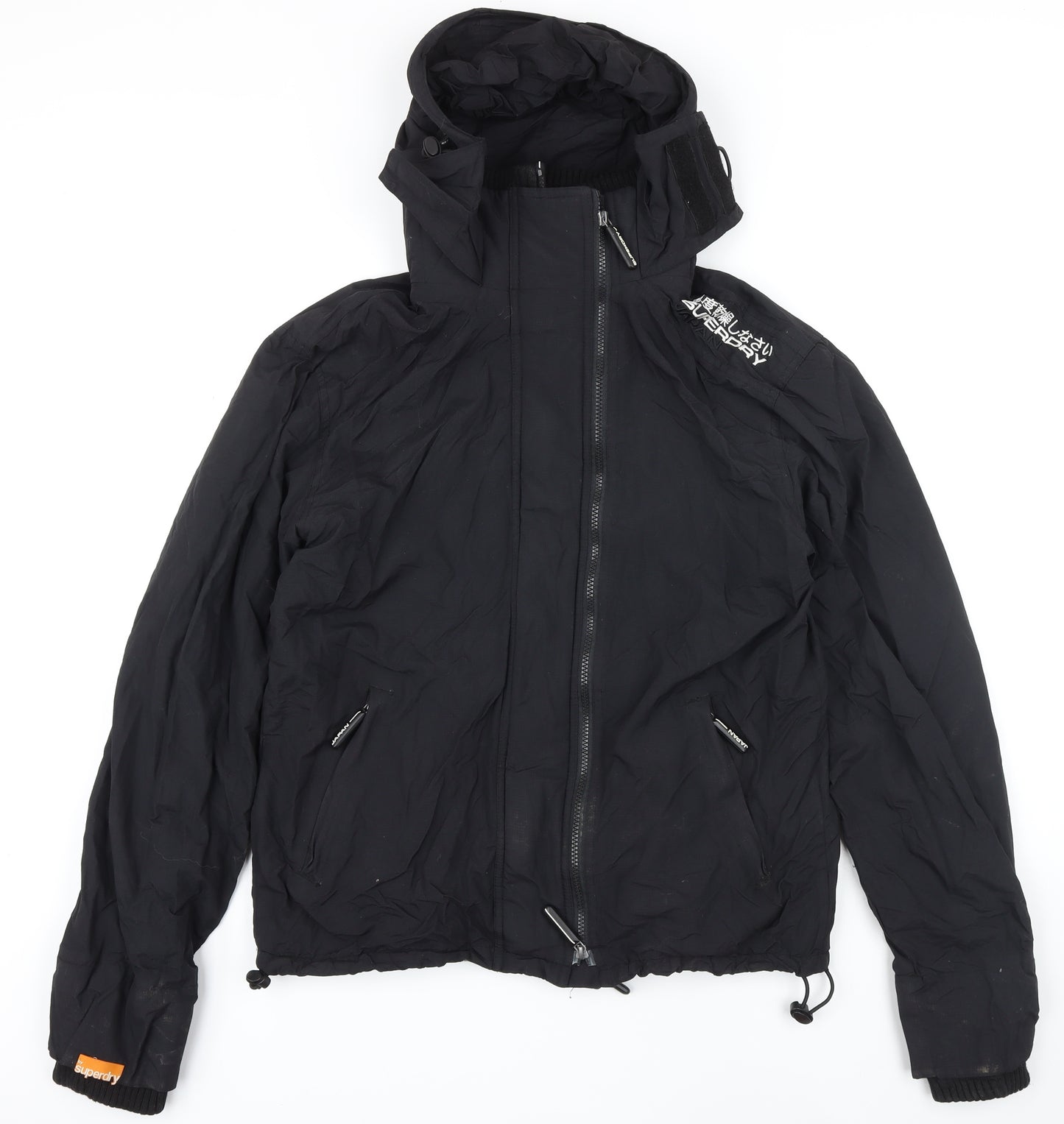 Super Dry Mens Black Jacket Coat Size L Zip