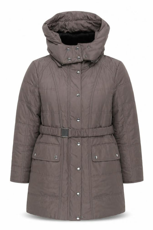 Front view of Planet women’s brown jacket coat, size UK 14, zip