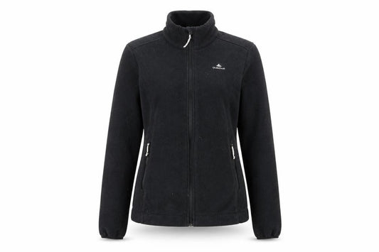 Front view of Decathlon women’s black jacket, size S, zip