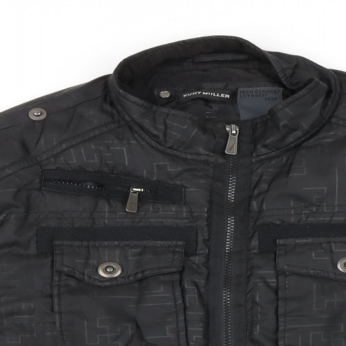 Kurt Miller Mens Black Geometric Jacket Size L Zip