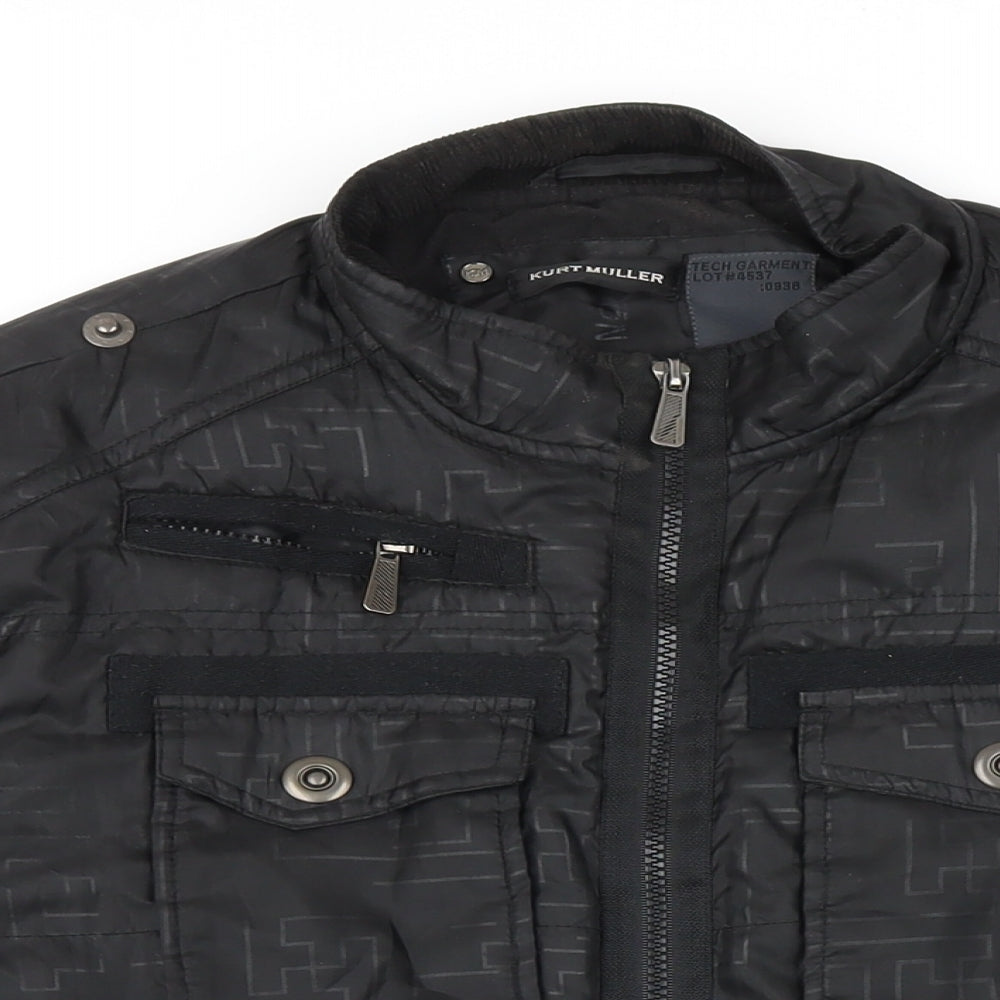 Kurt Miller Mens Black Geometric Jacket Size L Zip