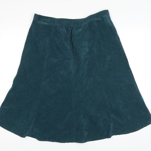 EWM Womens Green Polyester A-Line Skirt Size 18 Zip