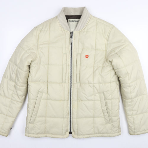 Timberland Mens Beige Quilted Jacket Size L Zip