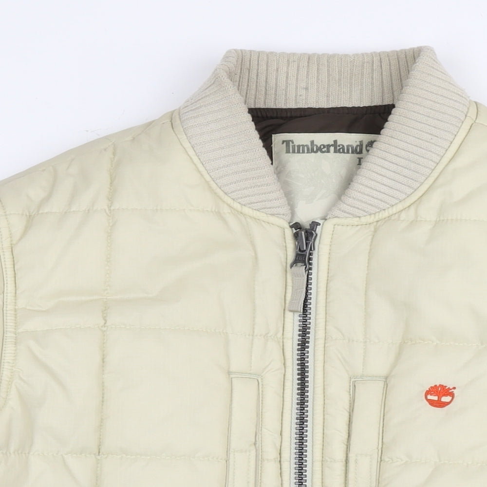Timberland Mens Beige Quilted Jacket Size L Zip