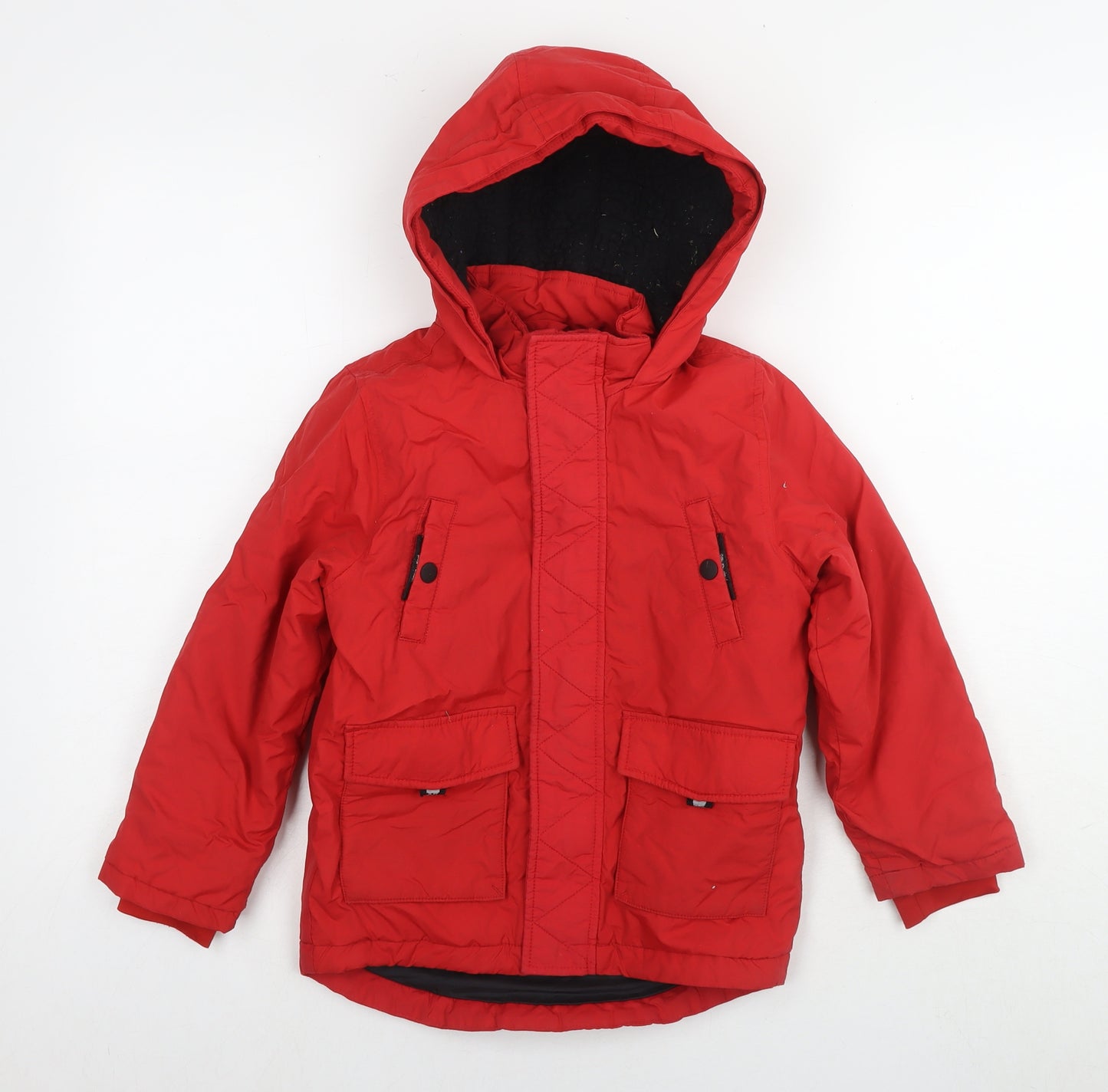 Marks and Spencer Boys Red Parka Jacket Size 5-6 Years Zip