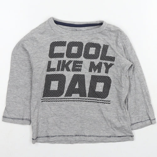 Blue Zoo Boys Grey Cotton Basic T-Shirt Size 18-24 Months Round Neck Pullover - Cool like my dad