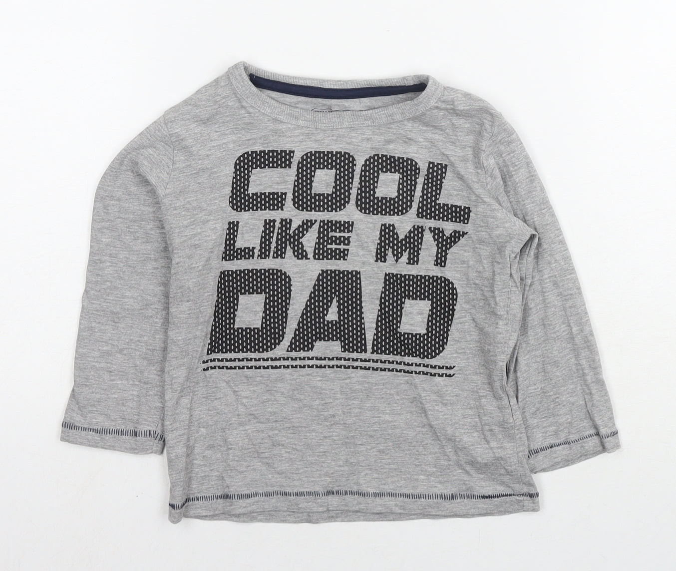 Blue Zoo Boys Grey Cotton Basic T-Shirt Size 18-24 Months Round Neck Pullover - Cool like my dad