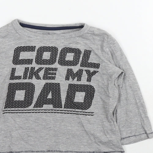 Blue Zoo Boys Grey Cotton Basic T-Shirt Size 18-24 Months Round Neck Pullover - Cool like my dad
