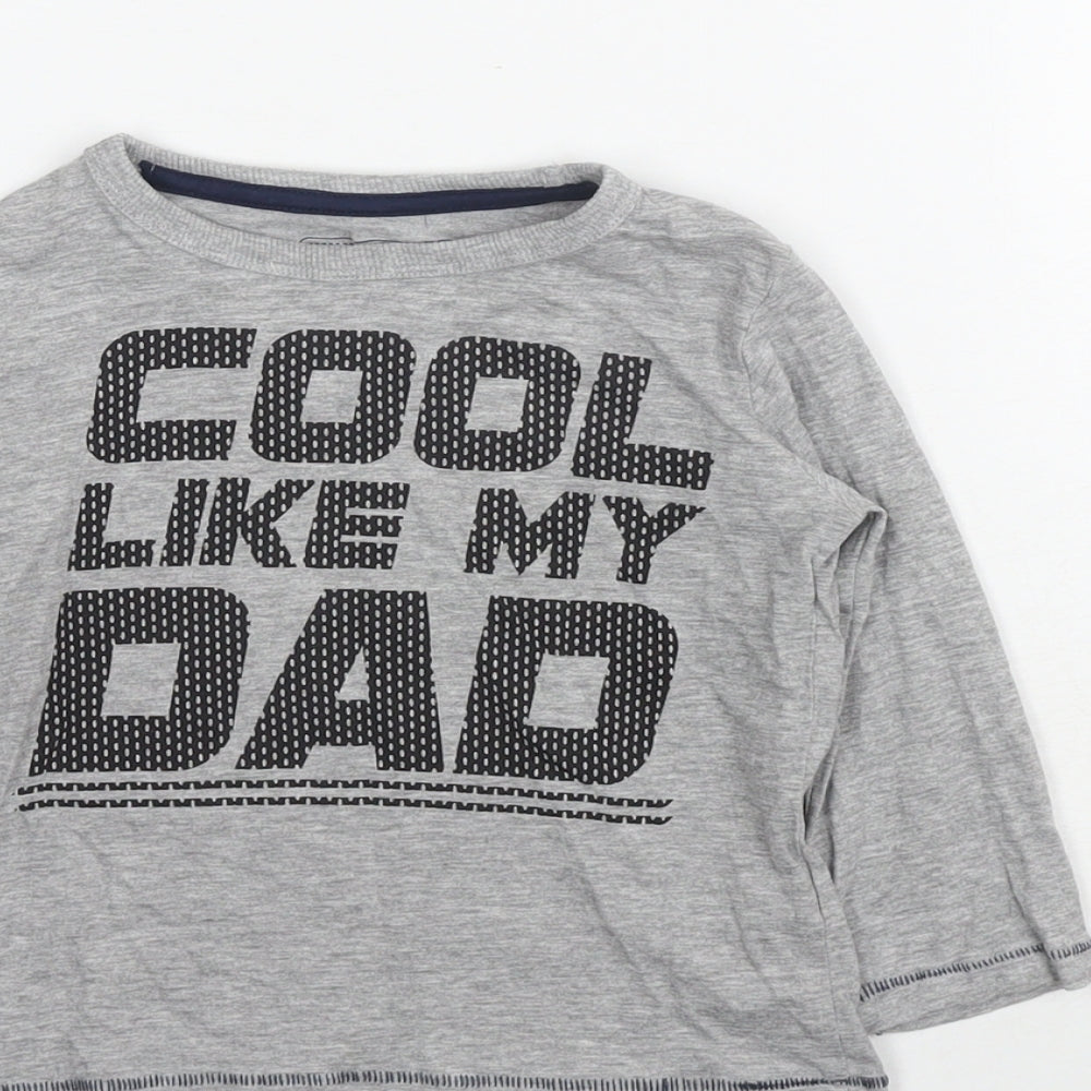 Blue Zoo Boys Grey Cotton Basic T-Shirt Size 18-24 Months Round Neck Pullover - Cool like my dad
