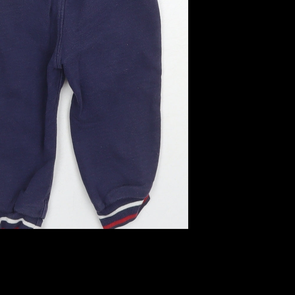 Mothercare Boys Blue Cotton Jogger Trousers Size 9-12 Months Drawstring