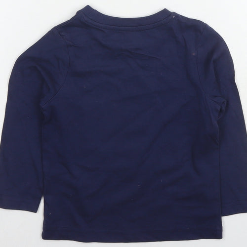 Disney Boys Blue Cotton Basic T-Shirt Size 18-24 Months Round Neck Pullover - Mickey Mouse