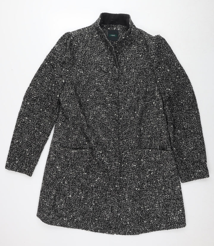 NEXT Womens Black Overcoat Coat Size 18 Snap