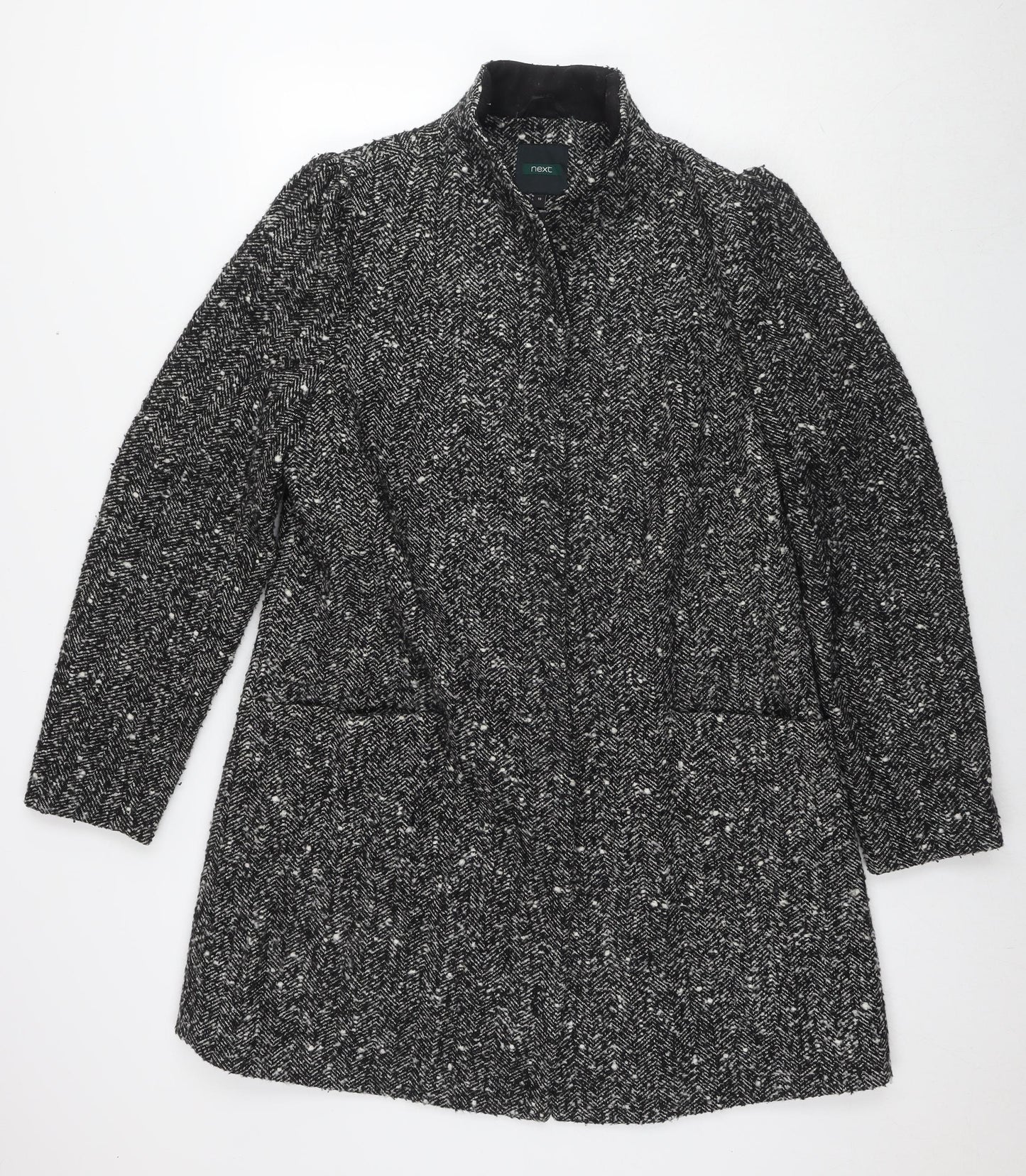 NEXT Womens Black Overcoat Coat Size 18 Snap