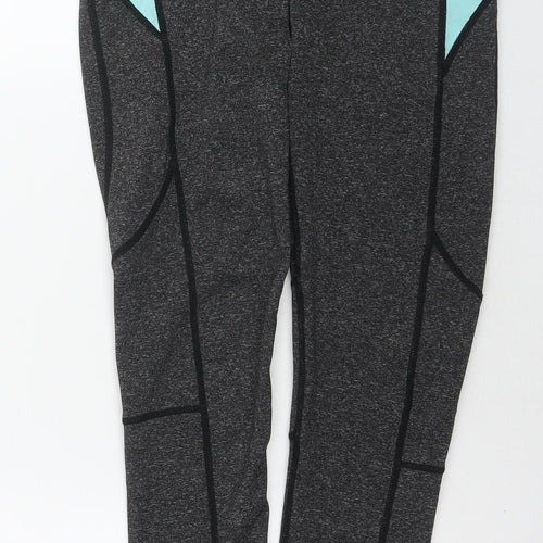 Tone Time Womens Grey Colourblock Polyester Pedal Pusher Leggings Size 8 L27 in Regular Pullover - Size 8-10
