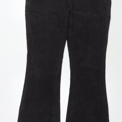 NEXT Womens Black Cotton Flared Jeans Size 14 L32 in Regular Zip - Sequin Detail