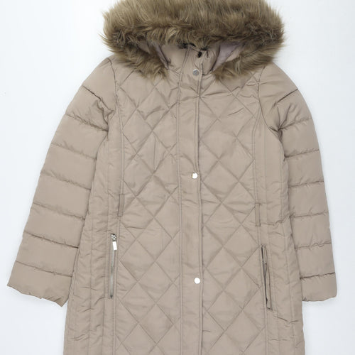 Dorothy Perkins Womens Beige Quilted Coat Size 14 Zip