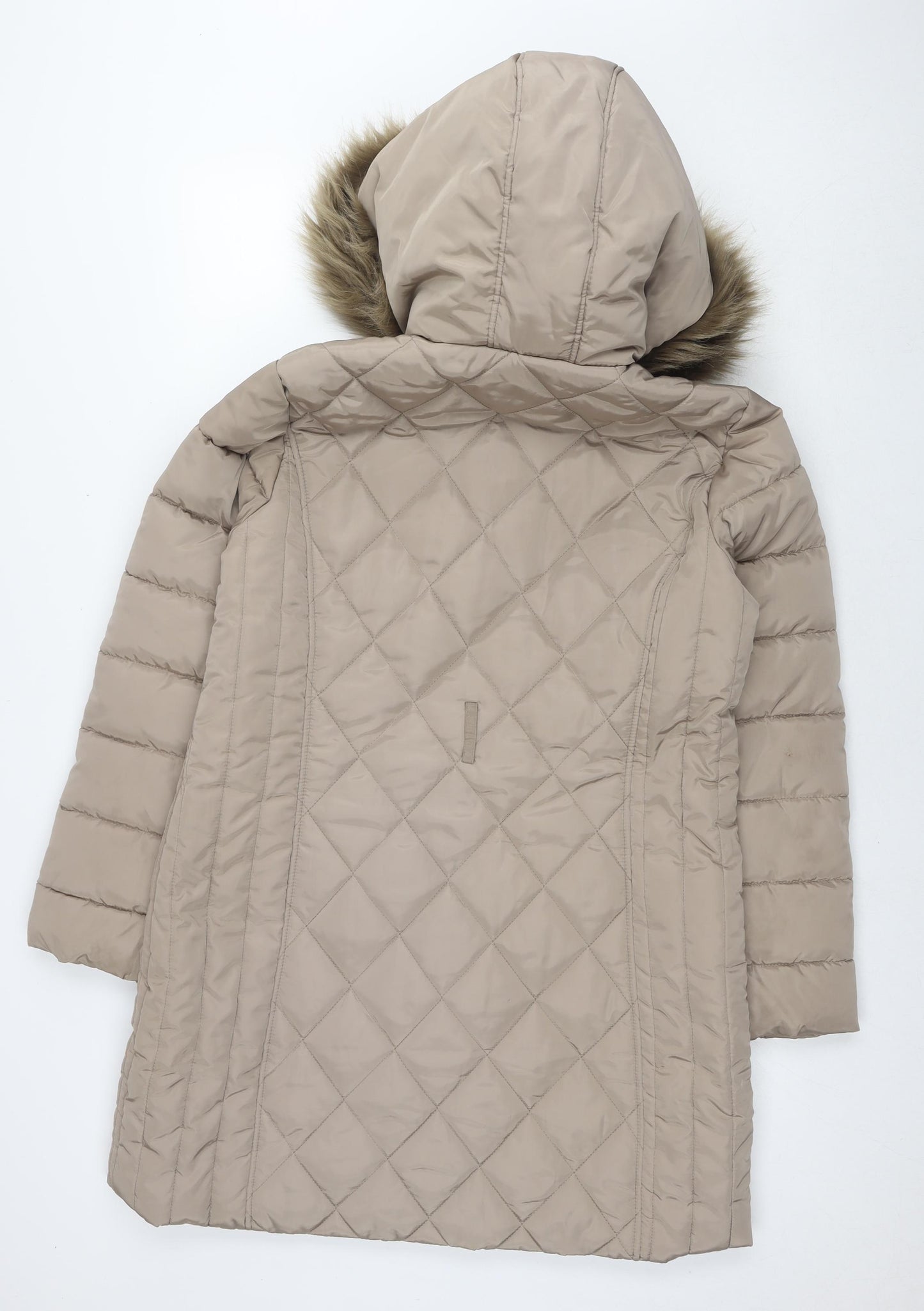 Dorothy Perkins Womens Beige Quilted Coat Size 14 Zip