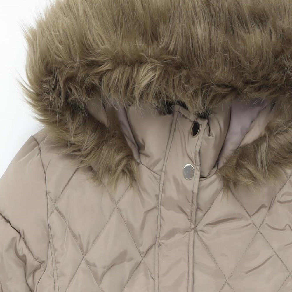 Dorothy Perkins Womens Beige Quilted Coat Size 14 Zip