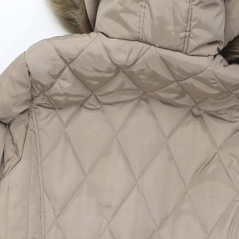 Dorothy Perkins Womens Beige Quilted Coat Size 14 Zip