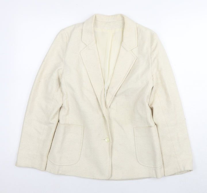 G. Womens Ivory Jacket Blazer Size 12 Button