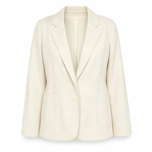 Front view of G. women’s ivory jacket blazer, size UK 12, button