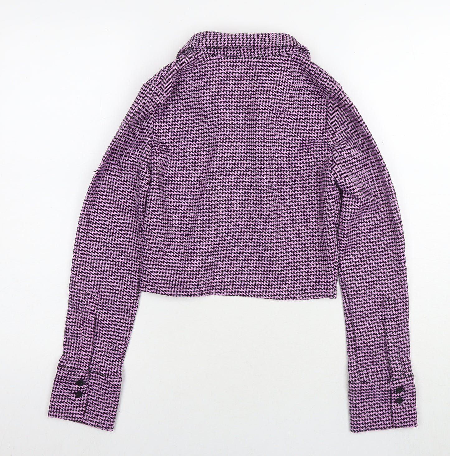 Zara Womens Purple Herringbone Polyester Basic Blouse Size XS Collared