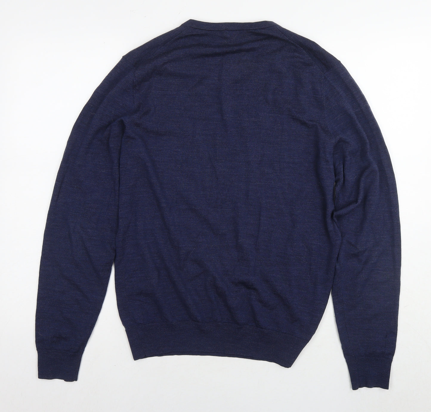 Uniqlo Womens Blue V-Neck Wool Pullover Jumper Size M