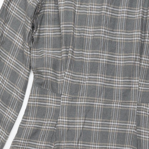 Uniqlo Womens Grey Check Cotton Shirt Dress Size XS Collared Button