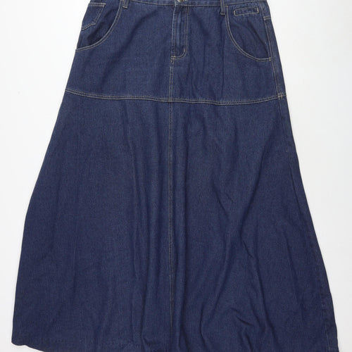 Abielmo Womens Blue Cotton Maxi Skirt Size 18 Zip