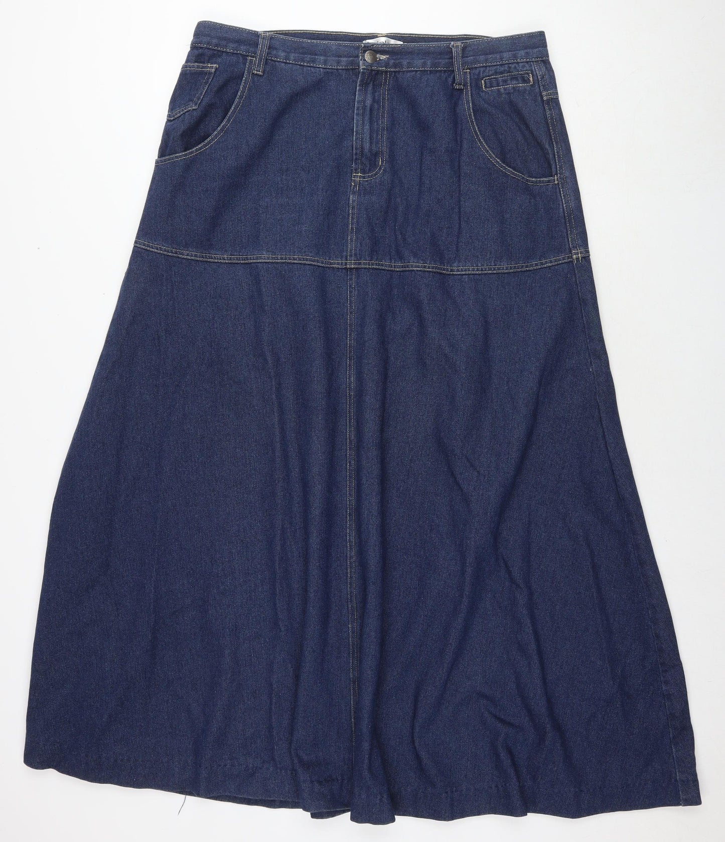 Abielmo Womens Blue Cotton Maxi Skirt Size 18 Zip