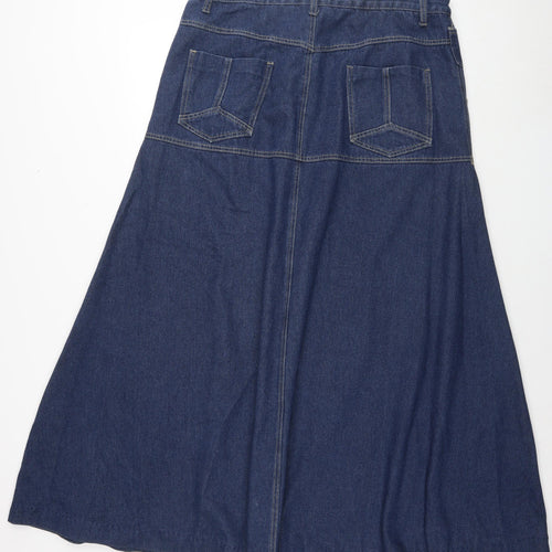 Abielmo Womens Blue Cotton Maxi Skirt Size 18 Zip