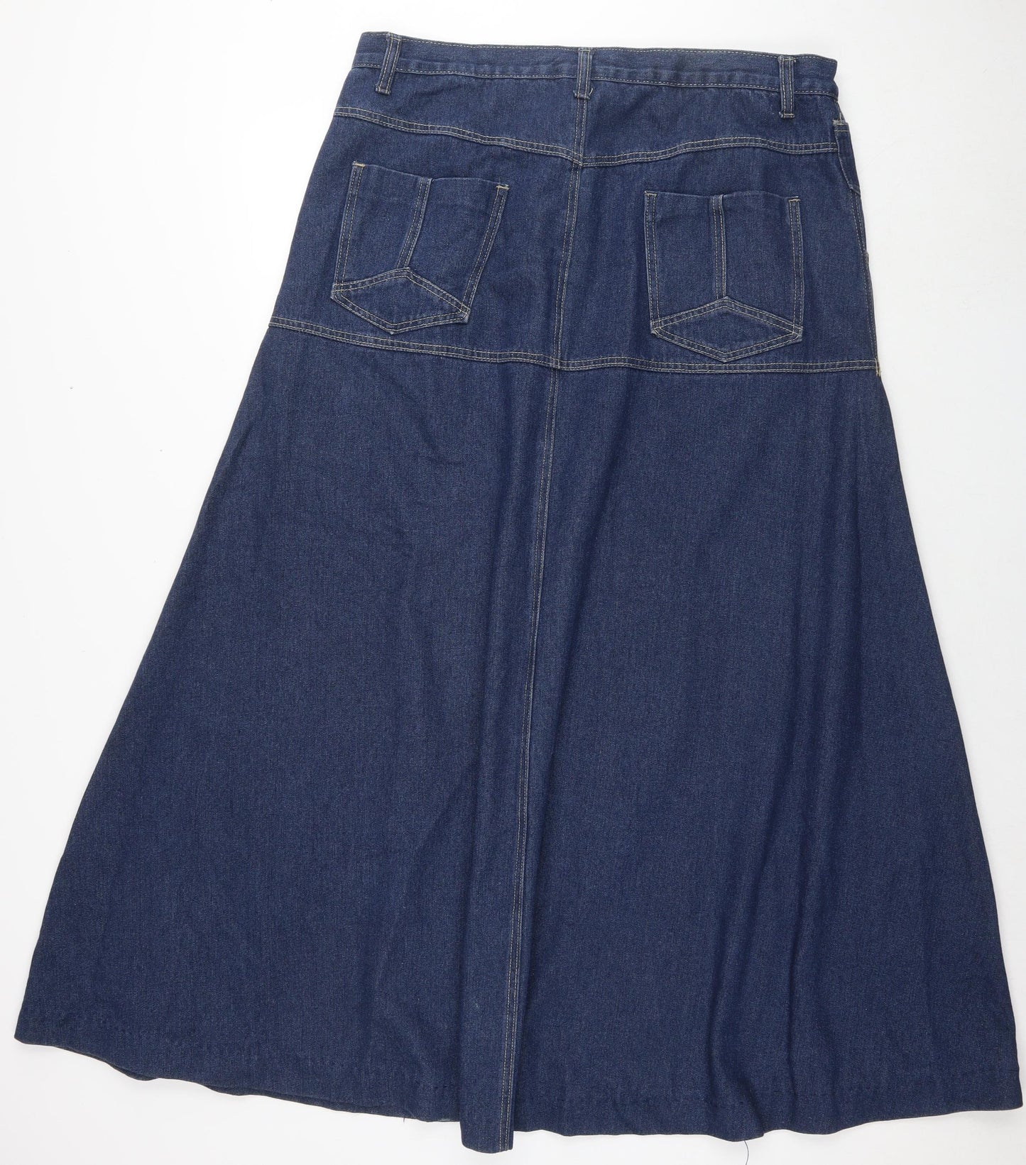 Abielmo Womens Blue Cotton Maxi Skirt Size 18 Zip