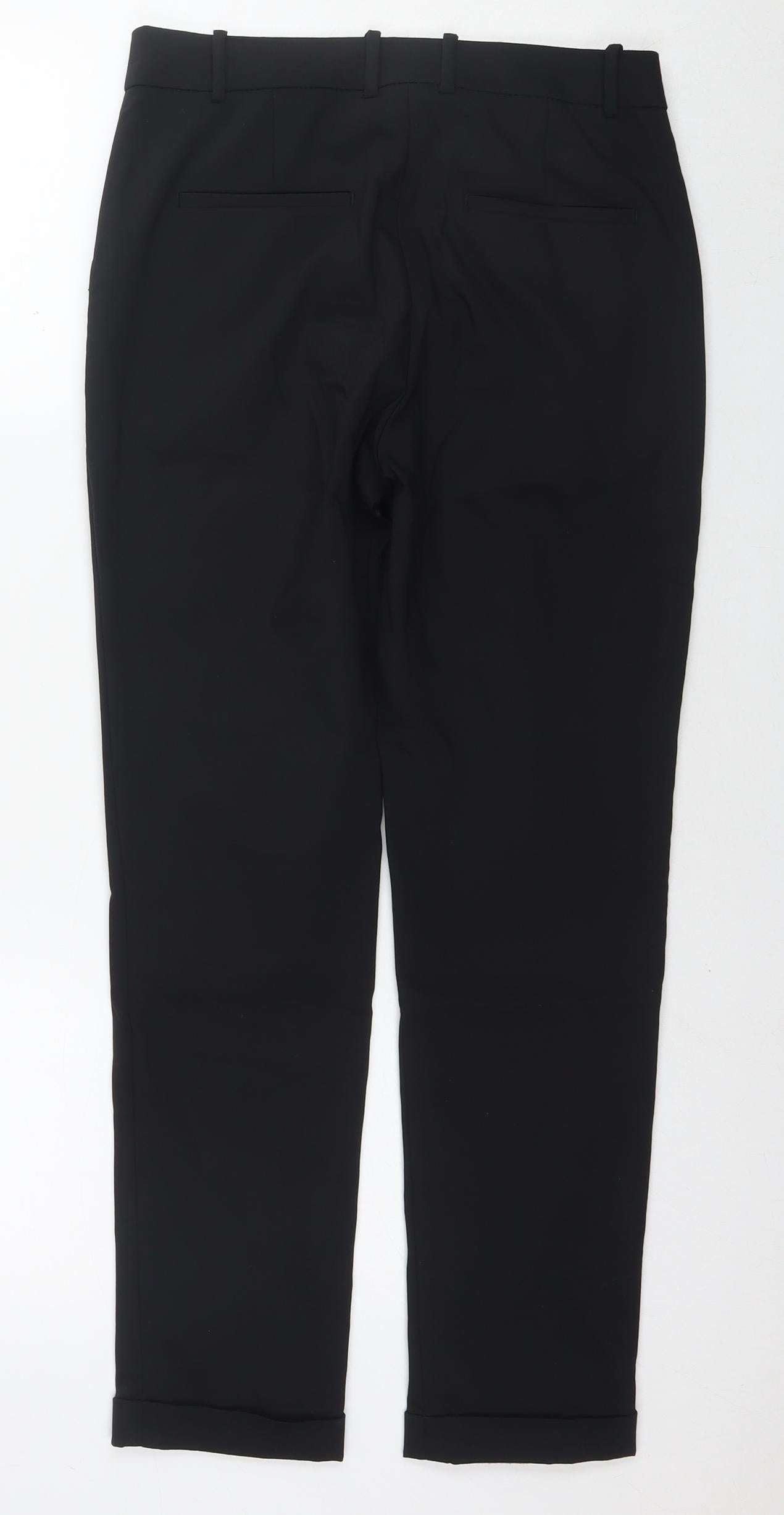 Whistles Womens Black Cotton Trousers Size 8 L27 in Regular Zip