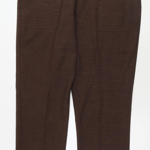 Damart Womens Brown Polyester Trousers Size 24 L29 in Regular