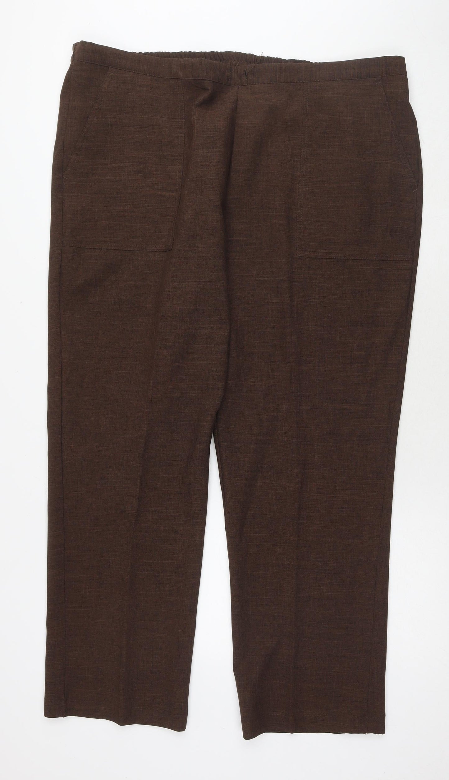 Damart Womens Brown Polyester Trousers Size 24 L29 in Regular