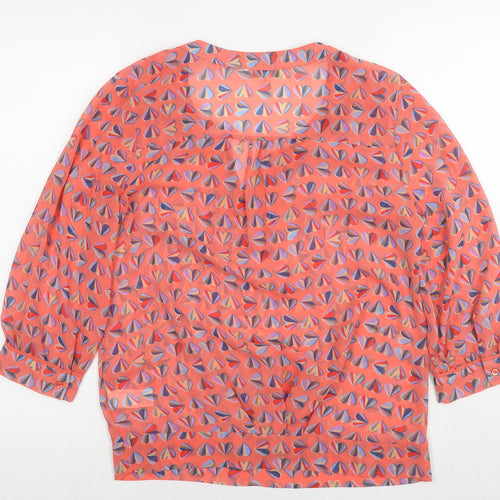 NEXT Womens Red Geometric Polyester Basic Blouse Size 6 V-Neck