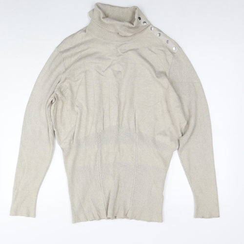 Addition Elle Womens Beige Roll Neck Rayon Pullover Jumper Size 3XL