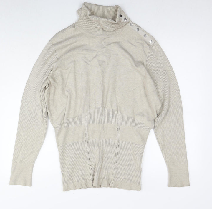 Addition Elle Womens Beige Roll Neck Rayon Pullover Jumper Size 3XL