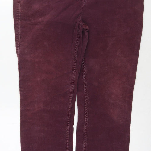 Marks and Spencer Womens Purple Cotton Trousers Size 12 L26 in Regular Zip