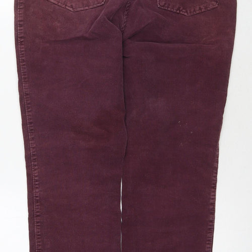Marks and Spencer Womens Purple Cotton Trousers Size 12 L26 in Regular Zip
