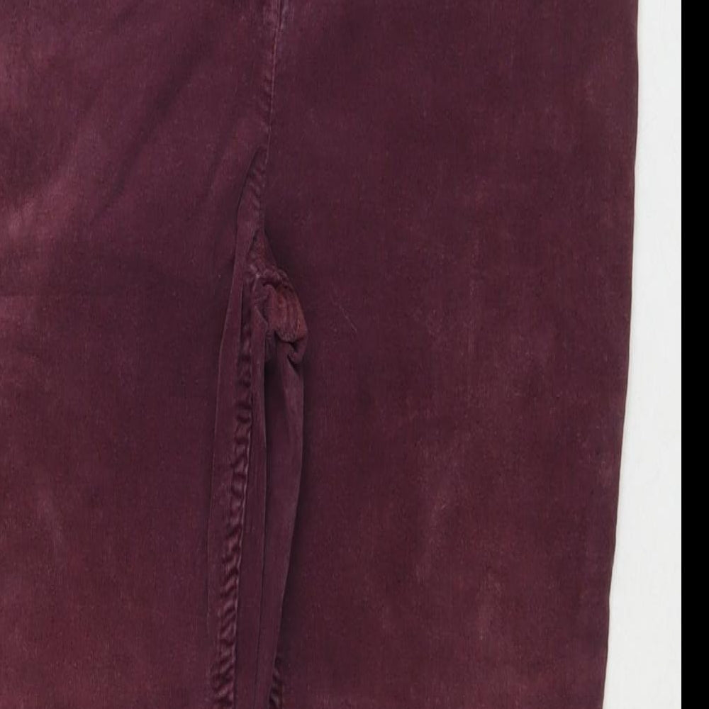 Marks and Spencer Womens Purple Cotton Trousers Size 12 L26 in Regular Zip