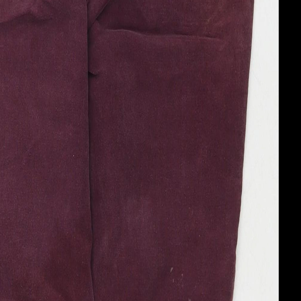 Marks and Spencer Womens Purple Cotton Trousers Size 12 L26 in Regular Zip