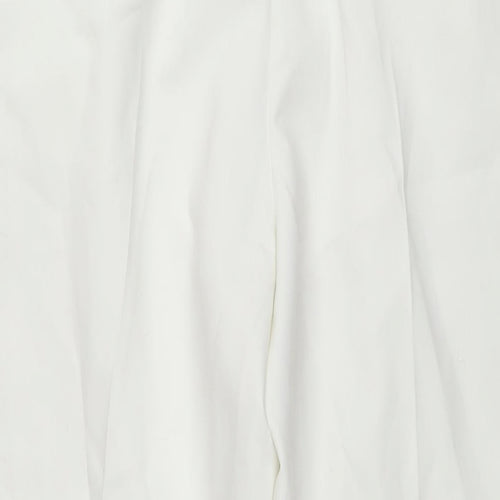 Marks and Spencer Womens White Polyester Trousers Size 14 L26 in Regular Zip