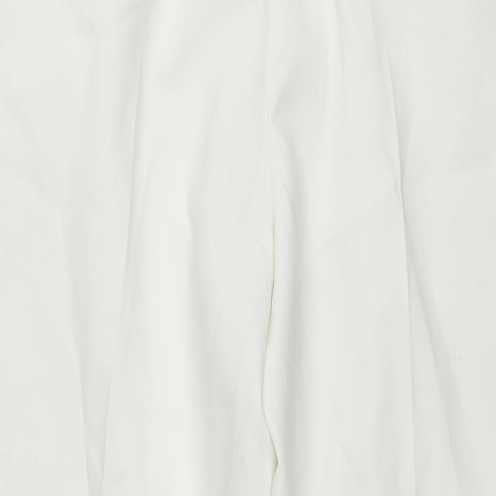 Marks and Spencer Womens White Polyester Trousers Size 14 L26 in Regular Zip