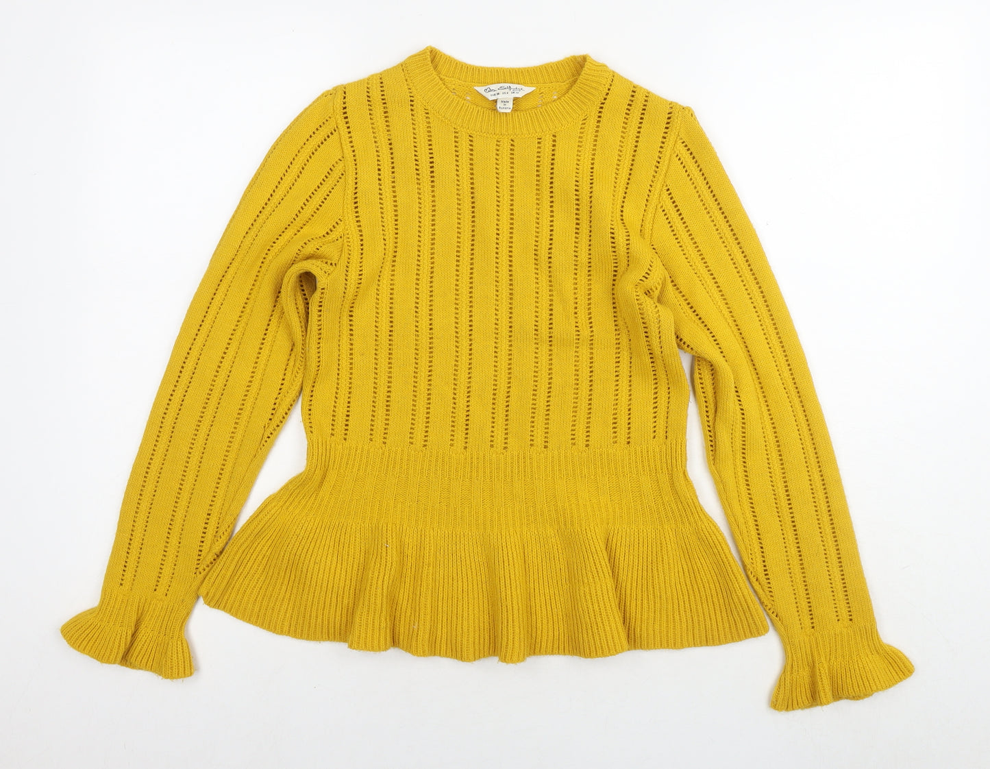 Miss Selfridge Womens Yellow Round Neck Acrylic Pullover Jumper Size 10